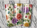 Faux Gold Chrysanthemum Tumbler Wrap PNG | Watercolor Floral Sublimation Design for 20oz Skinny Tumbler Seamless Digital File thumbnail 7
