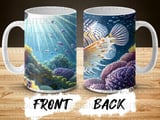 Vibrant Coral Reef Ocean Mug Wrap Digital Design 11oz 15oz Sublimation, Underwater Scene Marine Life Coffee Cup PNG Download thumbnail 9
