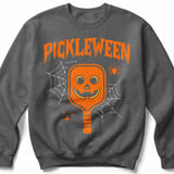 Pickleball Gildan Crewneck Sweatshirt, Pickleween, Court Warm Up Graphic Apparel for Halloween Matches thumbnail 4