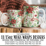 Poinsettia Tumbler, Watercolor Flower Digital Papers, Floral Junk Journal, Christmas Digital Paper, Printable Poinsettia Tumbler PNG thumbnail 4
