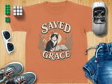 Saved By Grace Cat Youth T-Shirt, Christian Faith Shirt, Whimsical Pet Lover Tee, Inspirational Gift For Her, Vintage Boho Religious Apparel thumbnail 9
