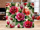 Magnolia Tumbler Wrap Sublimation PNG | Seamless Tapered 20oz Floral Digital Design with Faux Gold & Free Car Coasters thumbnail 8