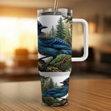 Steller's Jay Tumbler Wrap Digital Design, Blue Jay Forest Sublimation PNG, PNW Wildlife Bird 40oz Tumbler Wrap Art thumbnail 4