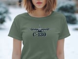 C-130 Hercules Military Airplane T-Shirt | Classic Aviation Veteran Air Force Pilot Gift Tee for Him, Military Dad Shirt thumbnail 5