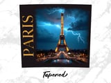Paris Eiffel Tower 20oz Tumbler Wrap, Lightning Storm Design, Full Wrap Seamless Tumbler, Sublimation Design, PNG Download thumbnail 6