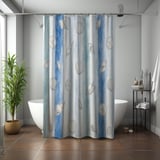 Seashell Coastal Stripe Shower Curtain thumbnail 7