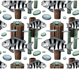 Sheepshead Fish Digital Pattern, Seafood Lover Design, Crab on Wood, Digital Download, Seamless Pattern, Digital Bundle, Commercial Use thumbnail 8
