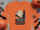 Nautical Halloween Witchs Regatta Full Moon Start Sailboat Graphic Sailor Ocean Wave Crewneck Sweatshirts thumbnail 10