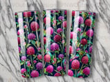 Gomphrena Floral 20oz Tumbler Sublimation PNG | Seamless Globe Amaranth Digital Design + Car Coasters | Vibrant Watercolor Pattern thumbnail 7