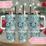 Winter Floral Tumbler Digital, Watercolor Flower Backgrounds, Printable Tumbler Png, Junk Journal Paper, Scrapbooking Paper, Colorful Papers thumbnail 8