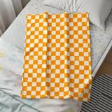 Distressed Orange Checkerboard Woven Blanket, Grunge Checkered Velveteen Blanket, Retro Indie Alt Throw Pillow Cover thumbnail 5