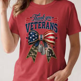 Thank You Veterans Coquette Bow American Flag T-Shirt thumbnail 1