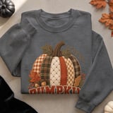 Pumpkin Season Tee or Sweatshirt, Faux Patchwork Design thumbnail 14