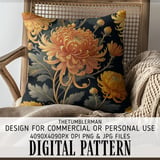 Chrysanthemum Tumbler Design, Watercolor Flowers, Junk Journal, Printable Tumbler PNG, Scrapbooking Paper, Floral Background Digital thumbnail 5