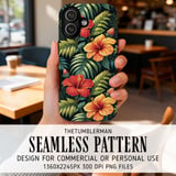Tropical Tumbler Design, Hibiscus Flower Digital Download, Colorful Floral Tumbler Png, Floral Junk Journal Pages, Digital Scrapbooking thumbnail 6