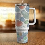 40oz Tumbler Sublimation Wrap, Seamless Pebble Digital Paper, Distressed Tapered Design, Abstract Stones Pattern, Print File thumbnail 2