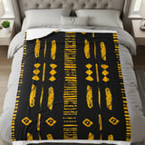 Gold Black Mud Cloth Velveteen Blanket, African Tribal Woven Blanket, Boho Abstract Art Throw Pillows, Ethnic Home Decor Gift thumbnail 5