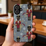 Black Nutcracker iPhone Case: Holiday Design, Gray Background, Festive Season thumbnail 6