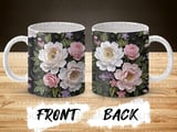 Quilled Floral Mug Wrap Sublimation Digital Download for 11oz 15oz Mugs, Elegant Peony Rose Flower Craft Design Template, Gift for Her thumbnail 4