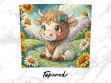 Cute Cow 20oz Tumbler Wrap, Seamless Tumbler Design, Highland Cow Tumbler, Floral Tumbler Wrap, Sublimation Design thumbnail 4