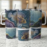 Lionfish 40oz Tumbler Wrap Digital, Seamless Ocean Life Sublimation Design, Coral Reef Tumbler PNG File, Aquatic Wildlife Download thumbnail 10