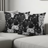 Cat Pattern Tote Bags, Throw Pillow, iPhone Case, Feline Design, Cat Lover Gift, Pet Art, Cute Animal Print, Black and White thumbnail 1