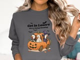 Get In Losers, Funny Halloween T-Shirt, Goose T-Shirt, Pumpkin Car T-Shirt, Halloween Geese T-Shirt, Unique Fall T-Shirt, Cute Spooky Shirt thumbnail 1