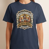 Happiness Is A Beer In Both Hands T-Shirt, Funny Drinking Tee, Craft Beer Lover Gift, Vintage Pub Style Graphic Shirt, Oktoberfest Apparel thumbnail 2