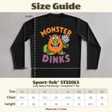 Pickleball Sport-Tek Long Sleeve Tee, Monster Dinks Funny Paddle Art, UV Morning Sun Shield Shirt thumbnail 12