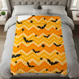Cute Halloween Bat Chevron Woven Blanket, Soft Velveteen Throw, Spooky Stars Pillow Cover, Orange & Yellow Fall Decor thumbnail 7