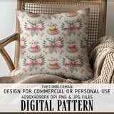 Digital Macaron Pattern, Pink Bows Clipart, Watercolor Food Digital, Seamless Pattern, Planner Clipart, Digital Bundle Pattern, Commercial thumbnail 5