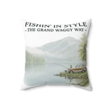 Grand Wagoneer Pillows, Fishin In Style, Waggy Themed Pillows and Pillow Cases, Lake Fishing Scene, Gifts for Him, Classic Car Decor thumbnail 4