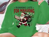 Running Late For Mahjong Christmas Print, Retro Santa Claus Holiday Art, Funny Mahjong Player Gift, Game Night Graphic Holiday Decor thumbnail 15
