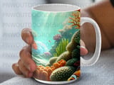 Clownfish & Anemone Mug Wrap Digital Design | Ocean Life Sublimation PNG | 11oz 15oz Marine Fish Cup Wrap thumbnail 8