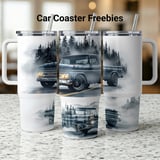 40oz Tumbler Wrap GMC Truck Vintage Sublimation Design, Classic Pickup Forest PNG Digital Download for Men, Misty Mountain Auto Lover Gift thumbnail 1
