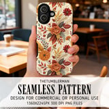Autumn Flowers Tumbler Design, Digital Download, Fall Floral PNG, Junk Journal Paper, Watercolor Backgrounds, Scrapbooking Paper thumbnail 6