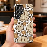 Cheetah Leopard Print Smiley Face Tote Bag & Phone Case - Retro Trendy Happy Face Daisy Flower Groovy Gift thumbnail 12