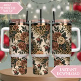 Digital Pattern, Rose Flower, Floral Leopard, Animal Print, Digital Bundle, Seamless Pattern, Fabric Design, Commercial Use, Digital File thumbnail 10