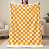 Distressed Orange Checkerboard Woven Blanket, Grunge Checkered Velveteen Blanket, Retro Indie Alt Throw Pillow Cover thumbnail 18