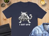 I Eat UFO flying saucer Absurd Cat Tee thumbnail 3