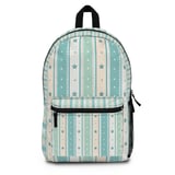 Whimsical Stars Stripes Backpack & Spiral Notebook Set, Pastel Blue Teal Pattern, Cute Nursery Aesthetic Kids Student Gift thumbnail 6
