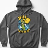 Pickleball Gildan Fleece Hoodie, Dill With It Funny Pickleball Character, Cozy Winter Court Pullover thumbnail 4