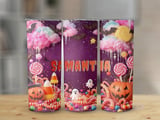 Personalized Halloween Tumbler, Spooky Sweets, Custom Name Tumbler, Candy Corn, Ghost Bats, Halloween Gift, Personalized Tumbler thumbnail 1