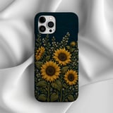 Sunflower Tough Phone Case, Embroidered Effect Botanical Floral Cover, Cottagecore Navy Wildflower Phone Case, Vintage Nature Lover Gift thumbnail 5