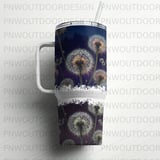 Enchanting Dandelion Dusk 40oz Tumbler Sublimation PNG, Seamless Distressed Tapered Wrap, Digital Download, Car Coaster Freebies thumbnail 6