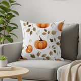 Pumpkin Blanket, Pumpkin Pillow, Fall Decor, Autumn Leaves, Thanksgiving Decor, Watercolor Pumpkins, Seasonal Throw Blanket, Accent Pillow thumbnail 1