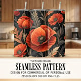 Red Poppy Tumbler Design, Floral Digital Paper, Watercolor Flowers Background, Junk Journal Pages, Printable Tumbler PNG, Scrapbooking Paper thumbnail 2