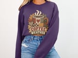 Coffee Weather Tee or Sweatshirt, Faux Patchwork Design thumbnail 16