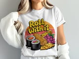 Roll With It Digital Product, Sushi Cheese Grapes Pretzels Graphic, Food Lover PNG, Positive Vibe Design, Snack Time Download thumbnail 2