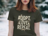 Adopt Love Repeat Dogs T-Shirt | Rescue Dog Mom Gift | Cute Puppy Lover Tee | Animal Shelter Support Shirt thumbnail 4